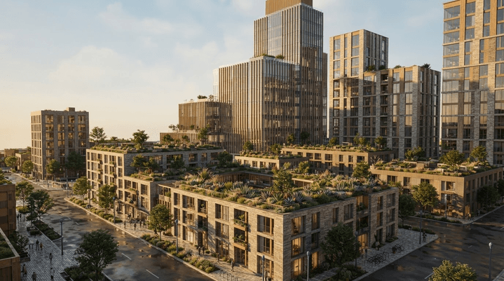 AI-finished architectural render created with TheCube ENGINE