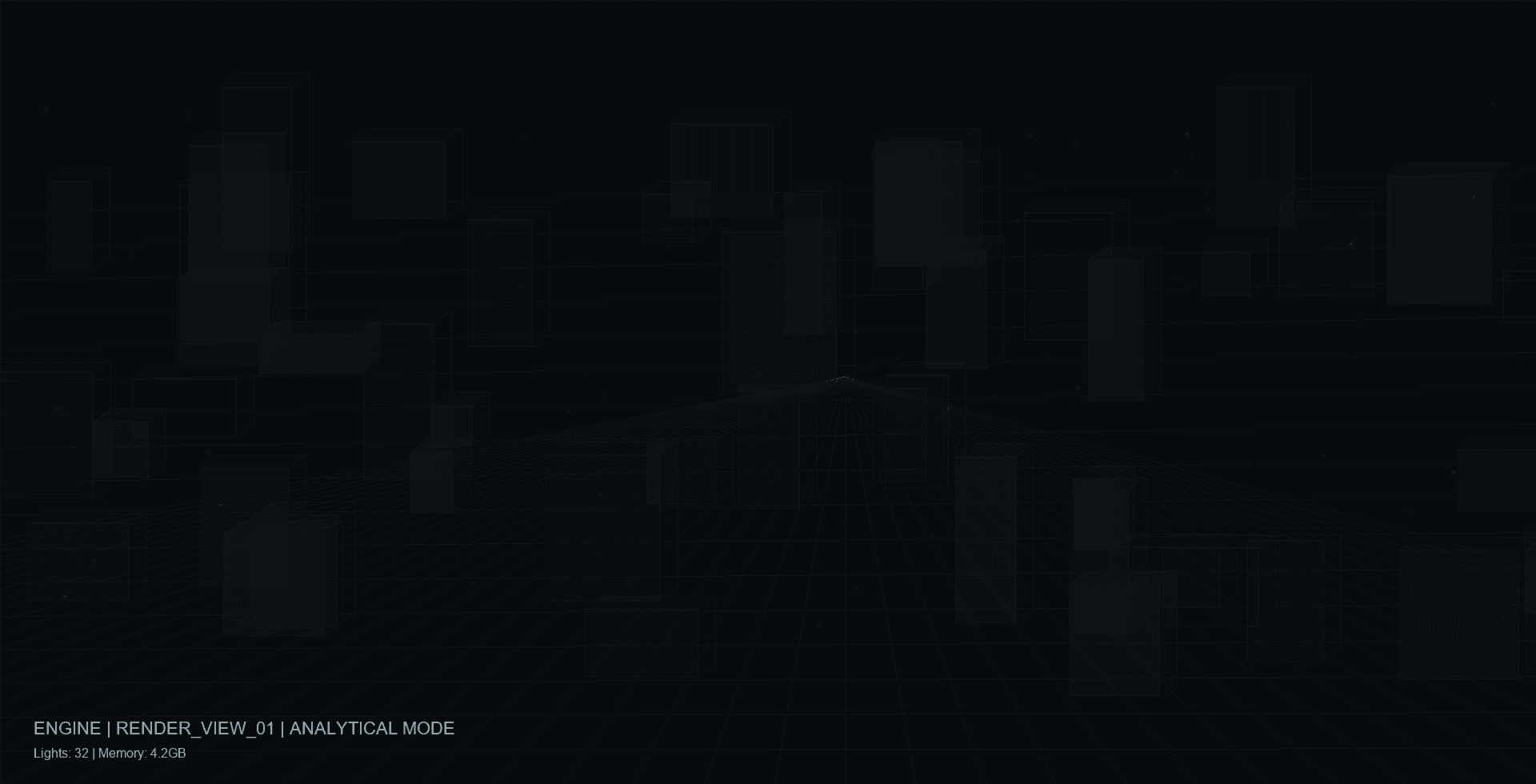Dark analytical 3D blockout environment